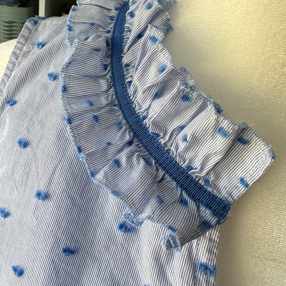 Talbots | Blue Stripe + Clipped Swiss Dot sleeveless blouse size Small Petite - Picture 5 of 12